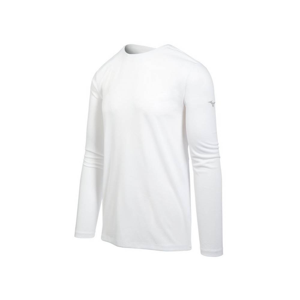 Mizuno Long Sleeve Férfi Futópóló Fehér CHI592671